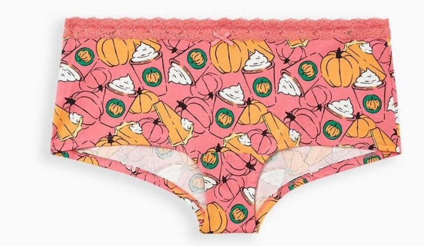 Torrid women 3x Panty 3 Wide Lace Trim Boyshort Fall Cotton Pumpkin Pie Pink