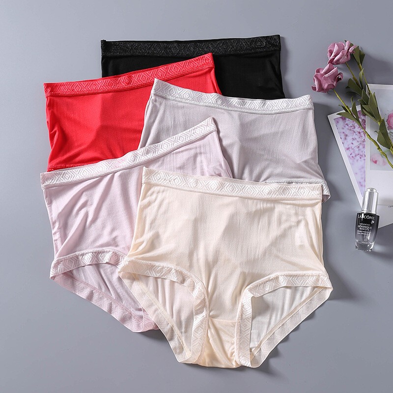 5 Pairs/lot 100% Mulberry Silk Underwear For Women Briefs Thin Silk Lady Panties