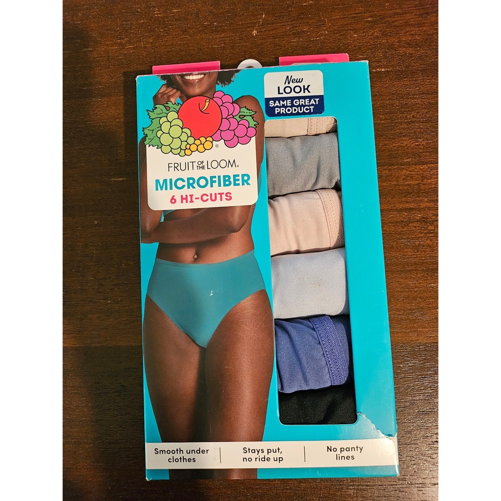 Fruit of the Loom Underwear Womens 6/M Multicolor 6-Pack Microfiber Hi-Cuts