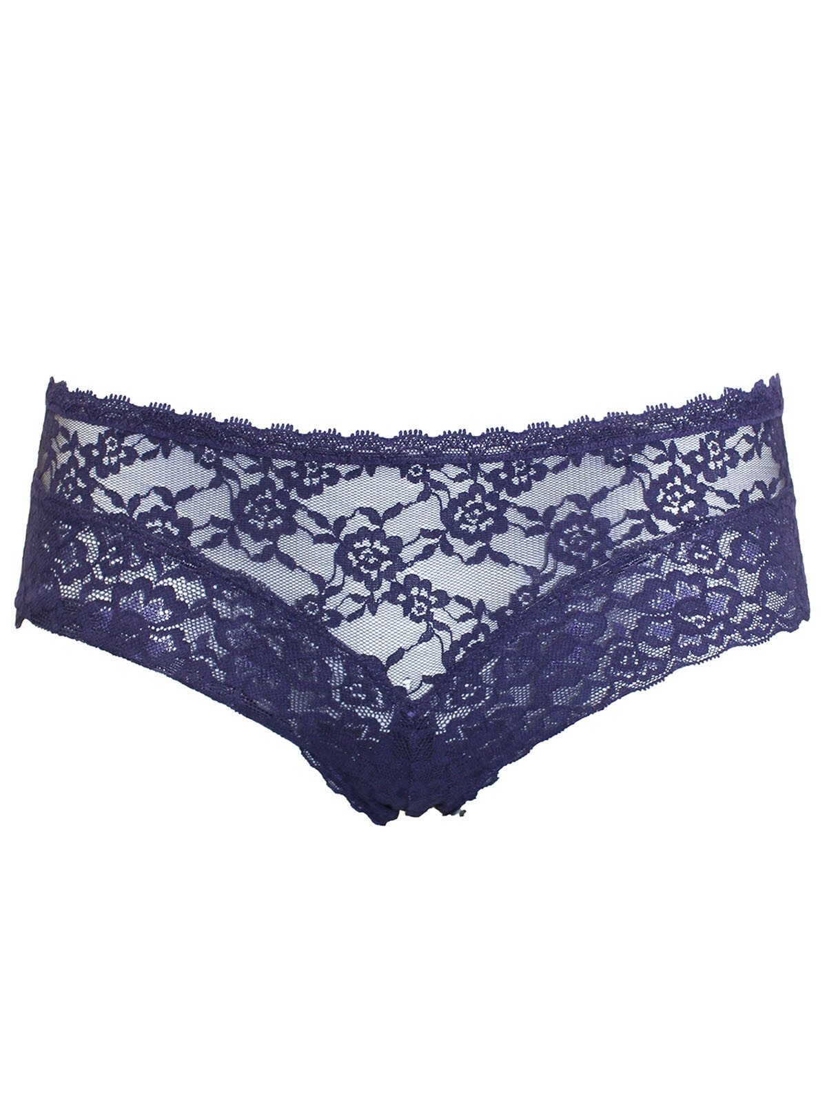 Ex La Senza navy blue all over lace cheeky hipster knickers Size XL