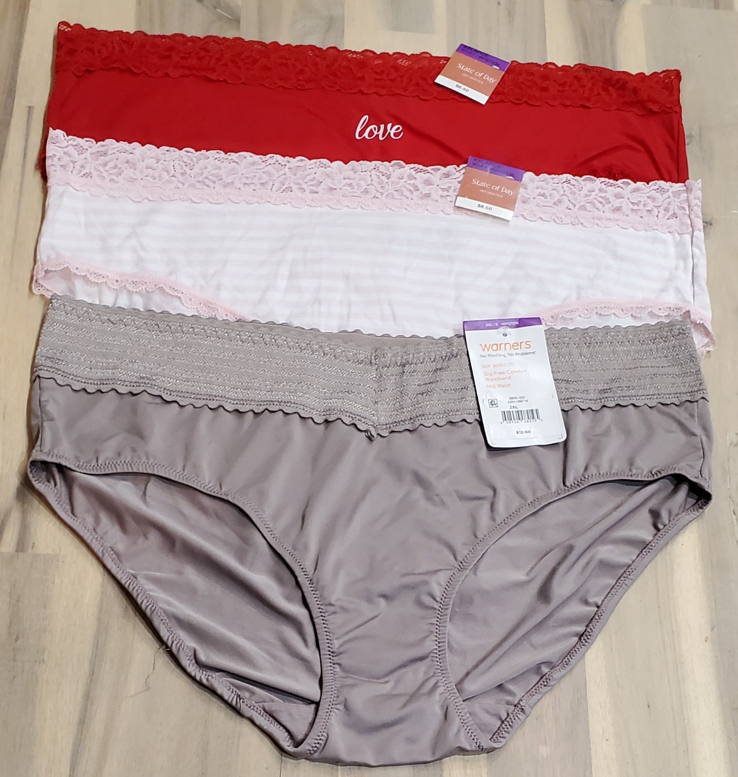 Warner’s No Pinch No Problem & 2 State of Day Hipsters Size 9/2XL