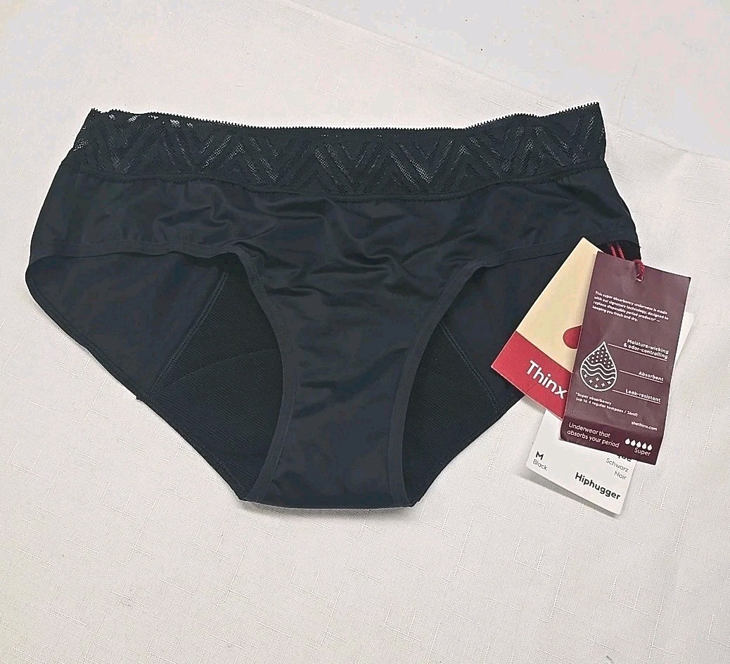 Thinx Period Proof Hiphugger Underwear in Black Size M Super Absorbency