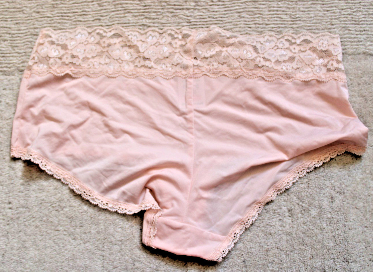 Brand New Deep Lace Trimmed Short Style Knickers, Beige, Medium UK 10-12
