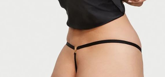 Victorias Secret Floral V-String Thong Size L-XL Love By V Logo Back Silky Front