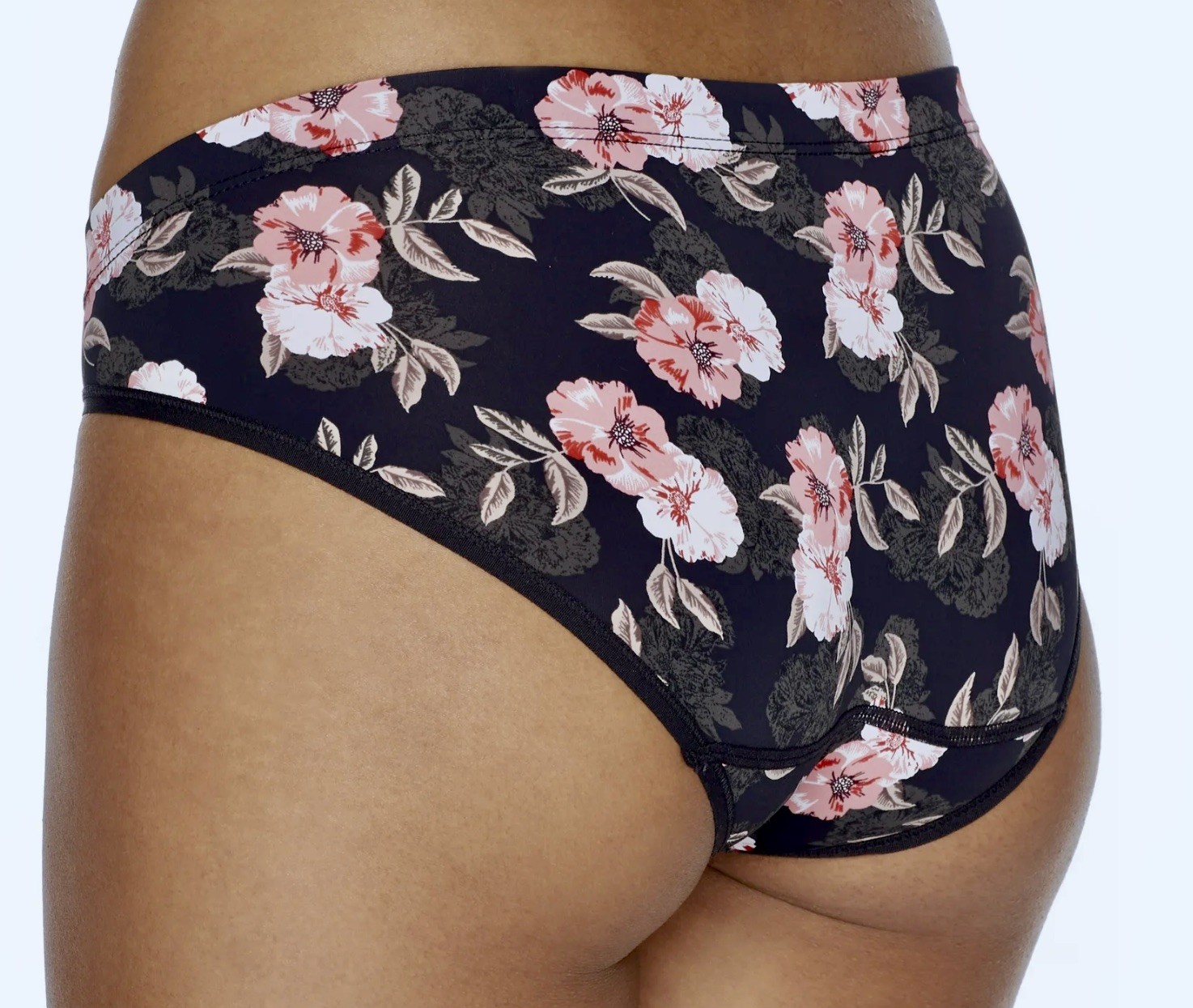 MAIDENFORM Barely There Black Floral Invisible Bikini Panty Womens M XL 8 2XL 9