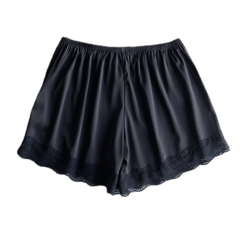 3PCS Women Lady Faux Silk Shorts Knickers Lolita Lace Trim Underwear Panties