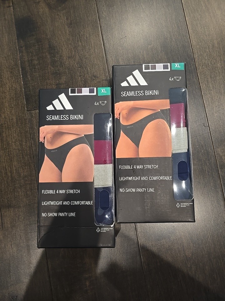 Adidas Woman’s 4 Pack 2 boxes Seamless Bikini Flexible 4 Way Stretch SIZE XL