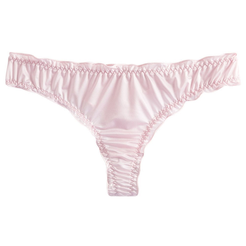 Elegant Satin Ruffle Thong Briefs Premium Ice Silk Cotton Lingerie for Women