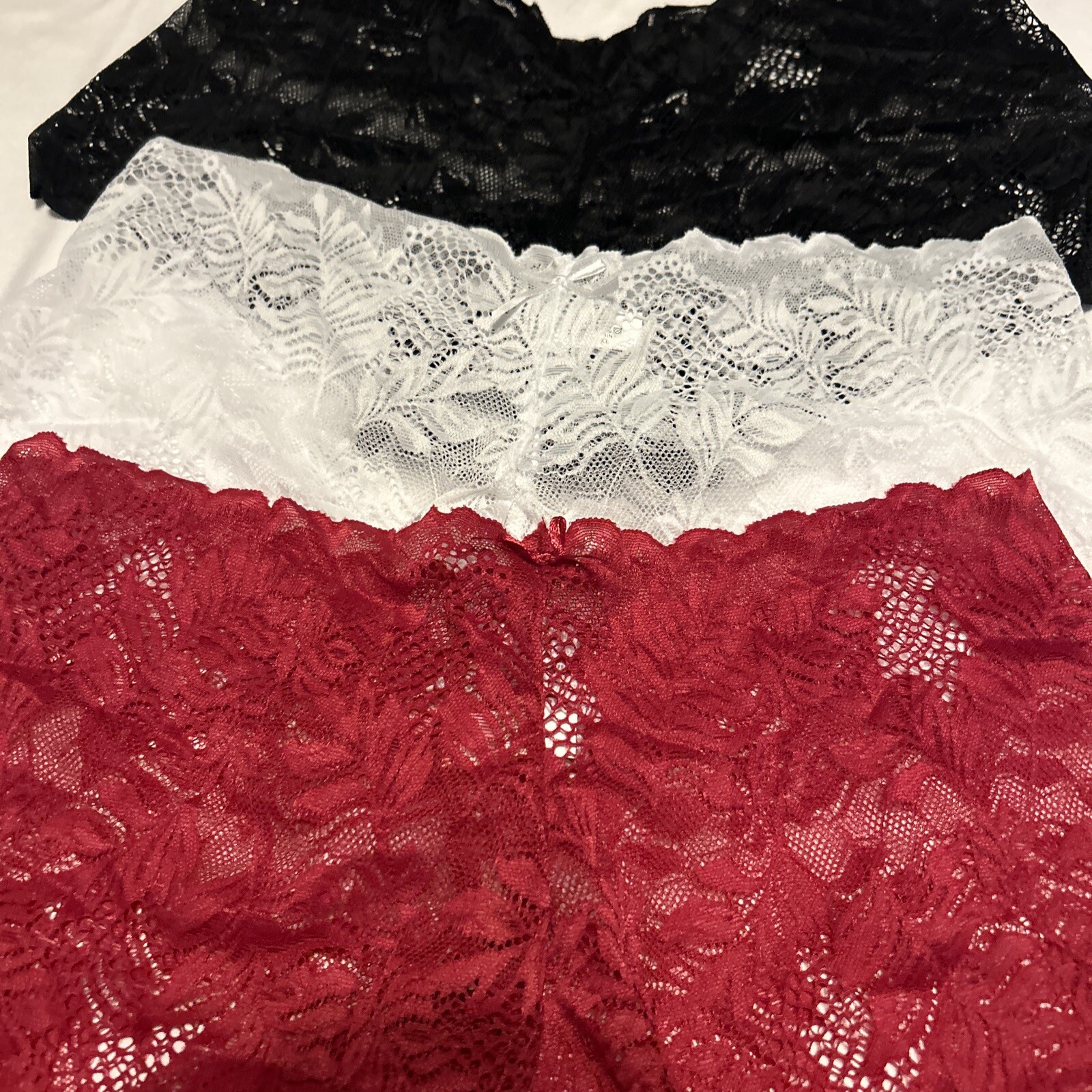Lace Boyleg Panties Lot Of 3 sexy Black, White & Red Woman’s Size XL Lingerie