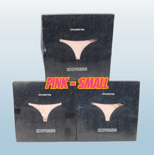 EXPRESS INTIMATES COTTON SPANDEX THONG PANTY PINK SIZE SMALL BOXED LOT OF 3