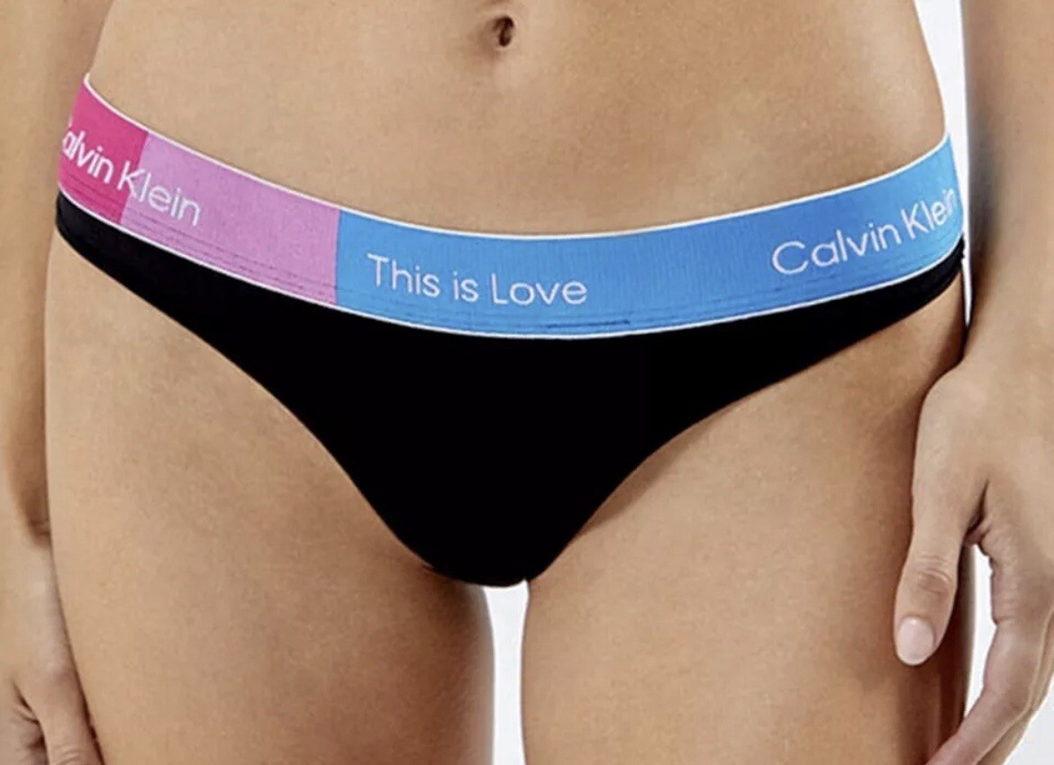 CALVIN KLEIN Modern Cotton 💕This Is Love Black Thong Panty Womens Med 6