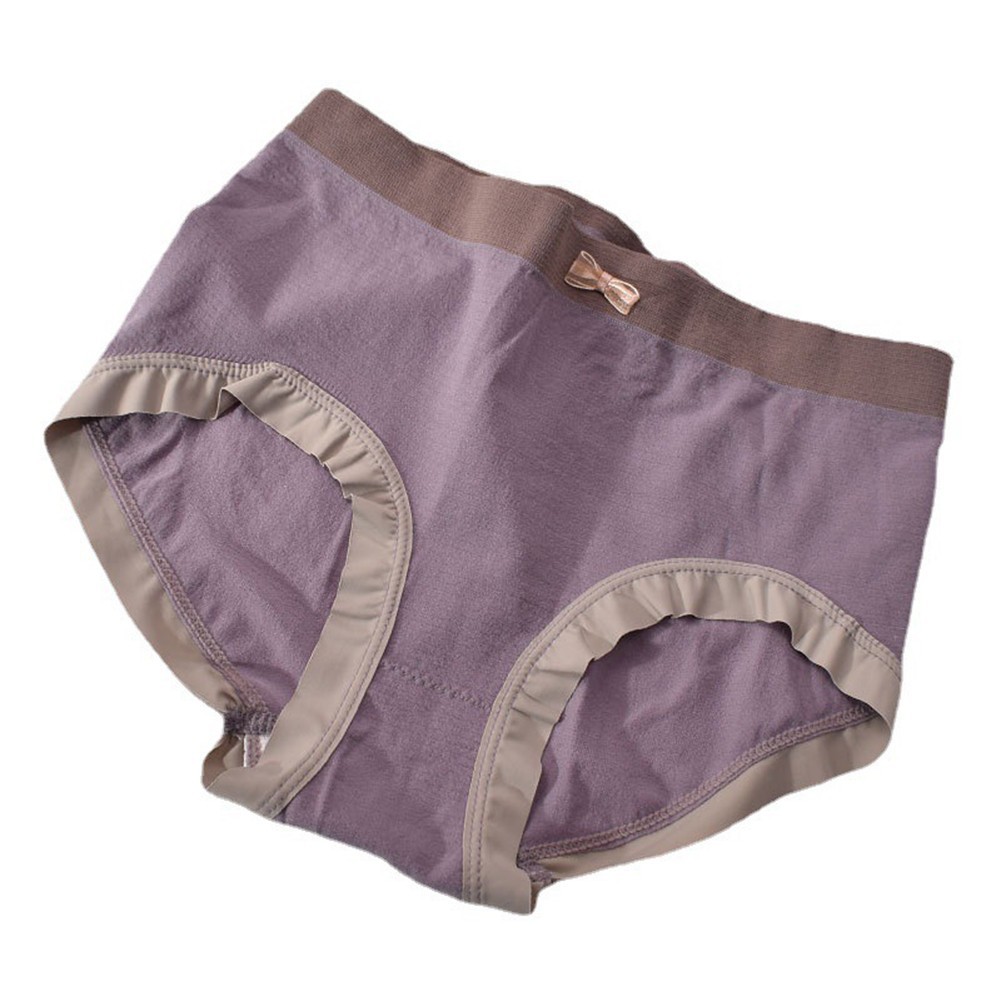 Women Seamless Breathable Underwear Mid Waist Soft Fabric 2 Pieces Set
