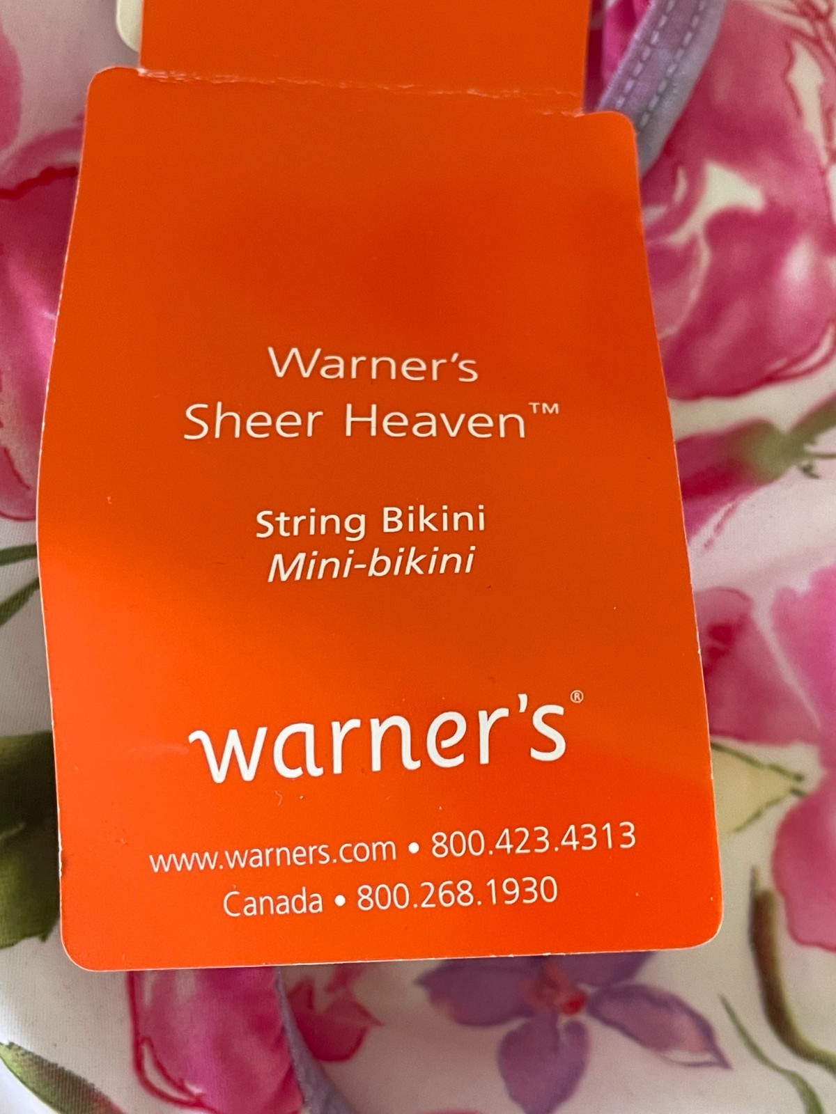 Warner’s Sheer Heaven Flowered String Bikini Panties-L-NWT