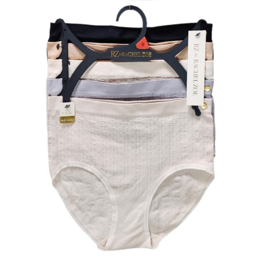 Rachel Zoe 5-Pack High Waist Textured Brief Panties Underwear Multicolor Size M
