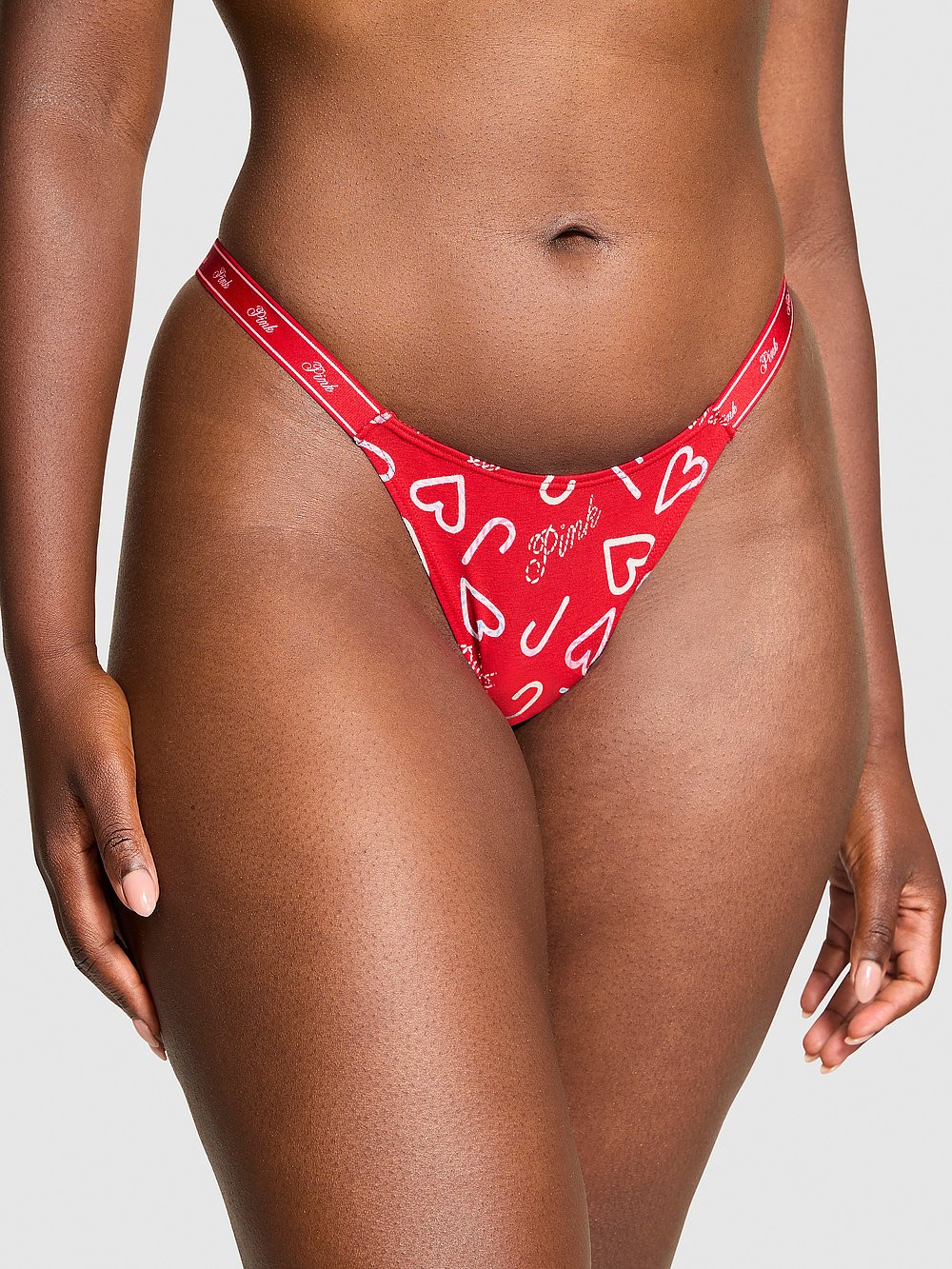 Victoria’s Secret PINK – M Logo Cotton Micro Thong Panty – Red Christmas Medium