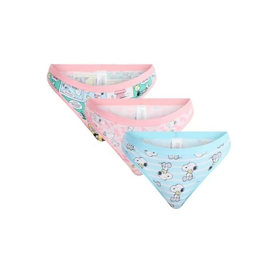 Women’s Peanuts Thong Panties, 3-Pack size XL (16-18)