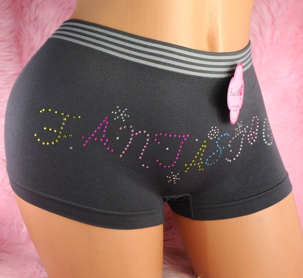 Green Gray Blue FANTASTIC Beaded Stretch Nylon Truly Unisex Boyshorts Panties OS