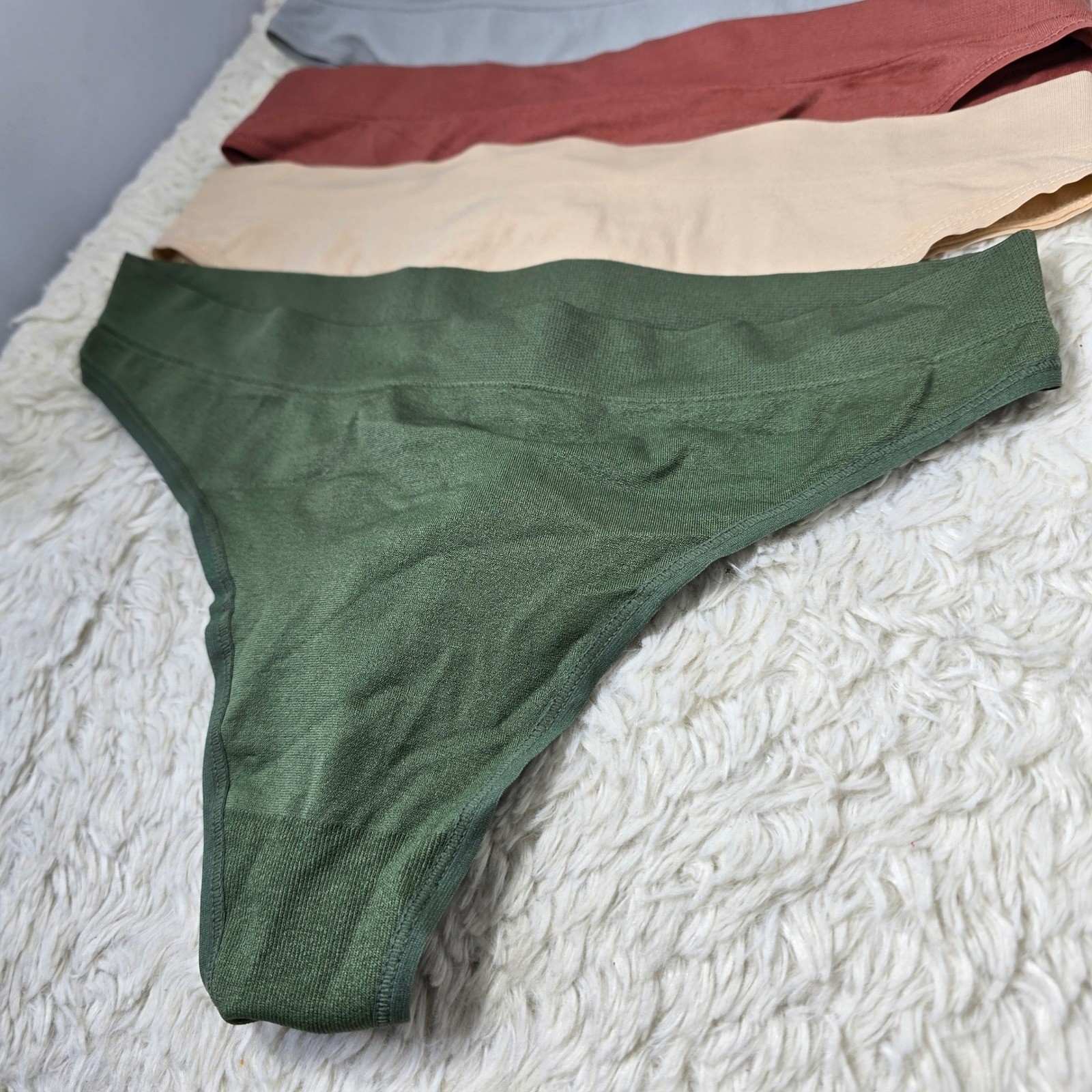 Seamless Thong Underwear 5 Pack Women Medium Multicolor Ribbed Waist