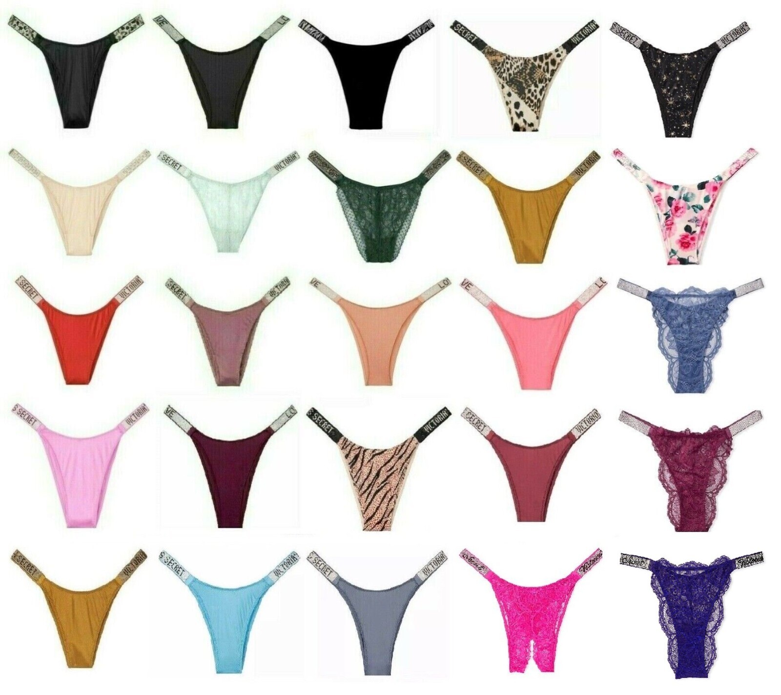 VICTORIAS SECRET SHINE STRAP RHINESTONE BRAZILIAN THONG PANTY XS S M L XL NWT