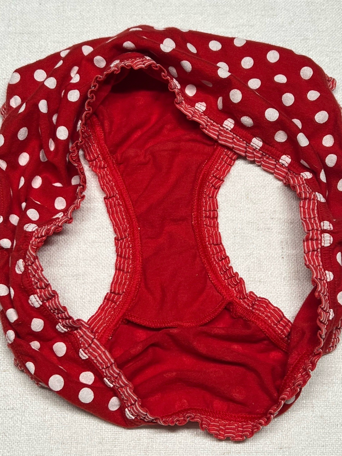 Vintage Victorias Secret Cotton Heart Logo Lingerie Ruffle Trim Bikini Panty M