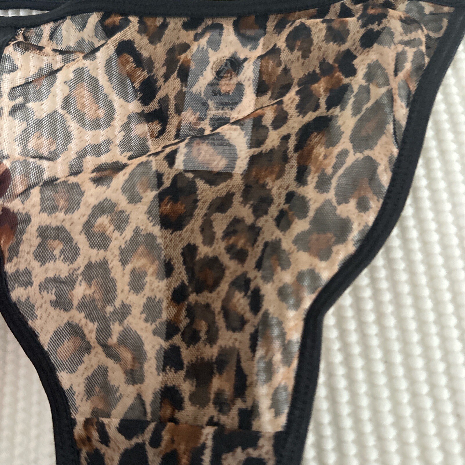 Arizona Jeans Co Leopard Print Mesh Thong Panty Small NWT