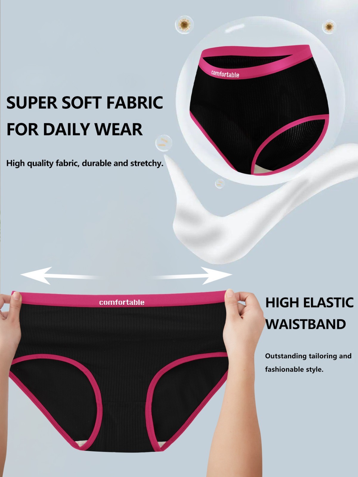 4 Pack Milk Silk Colorblock Mid Rise Panties – Breathable Cotton Gusset Bikini