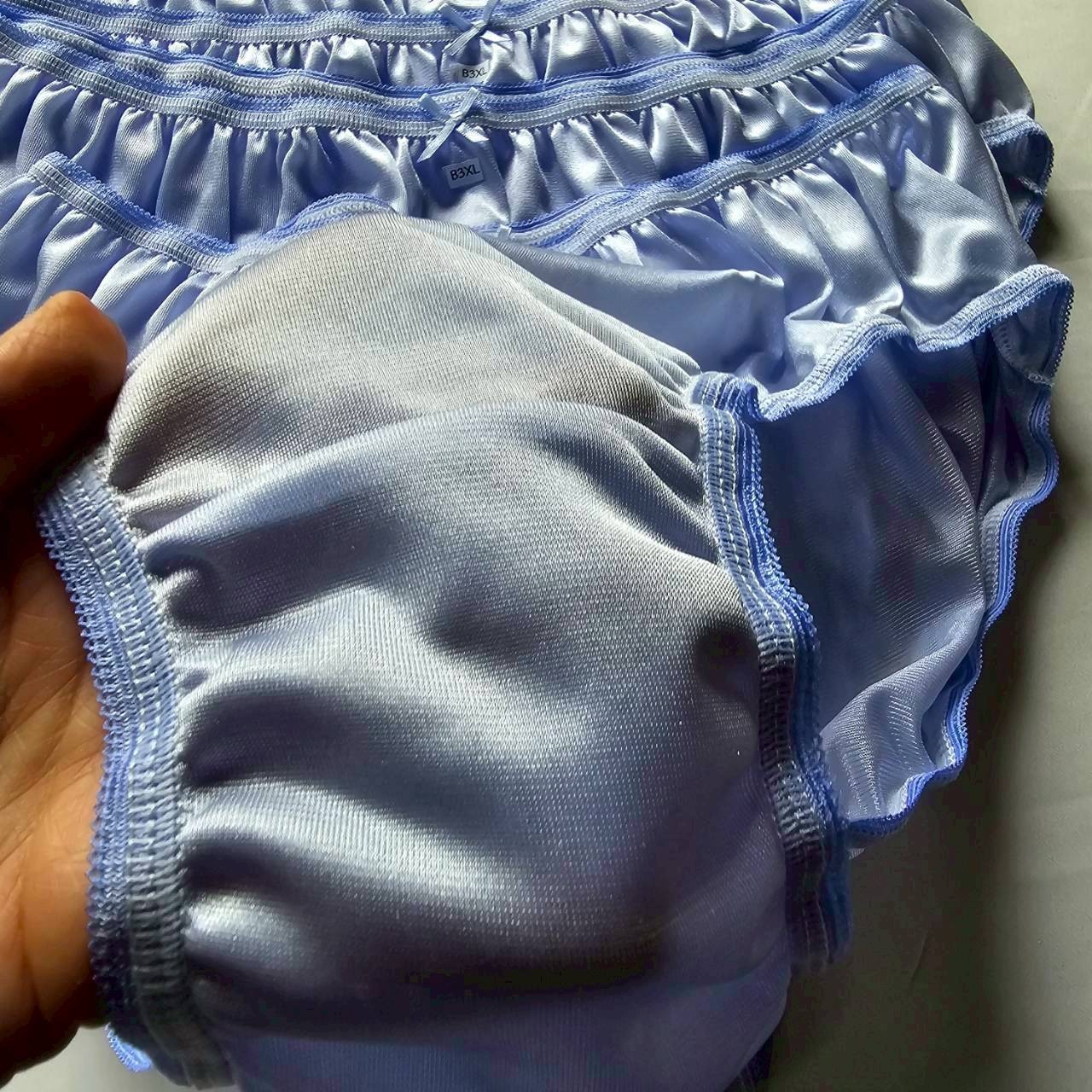 6pcs Plus Bikini Underwear Woman Nylon Panties Mid-Waist Soft Briefs /Purple/3XL