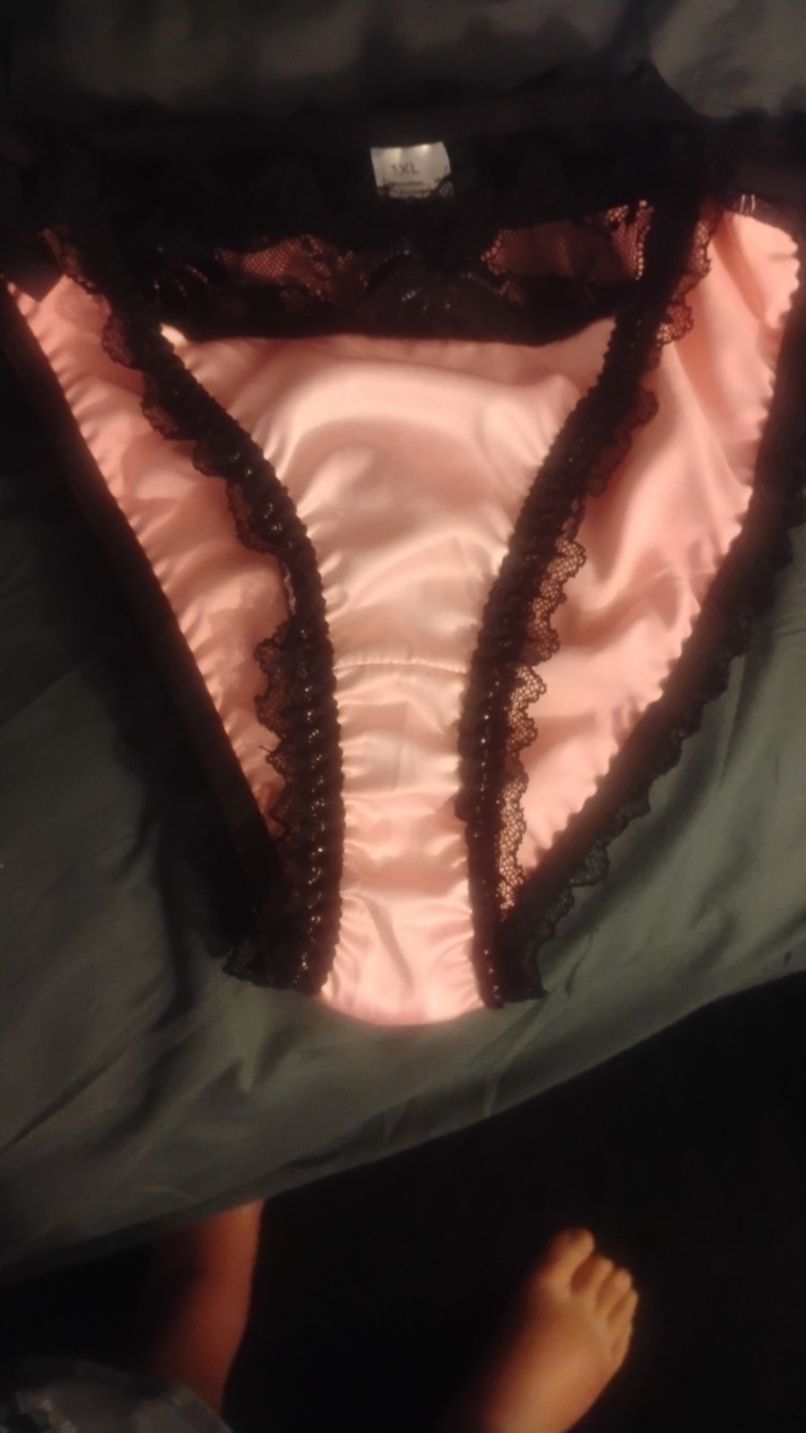 Women’s Pink/Black Solid Lace Bikini Panties, Regular Size XXL, 1 Pack