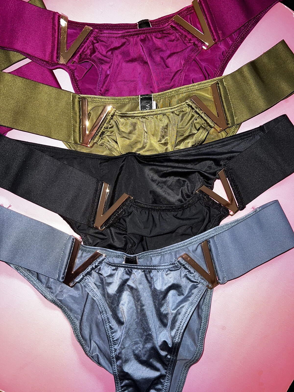 Victoria’s Secret M BRAZILIAN PANTY lot pink magenta green black gray gold