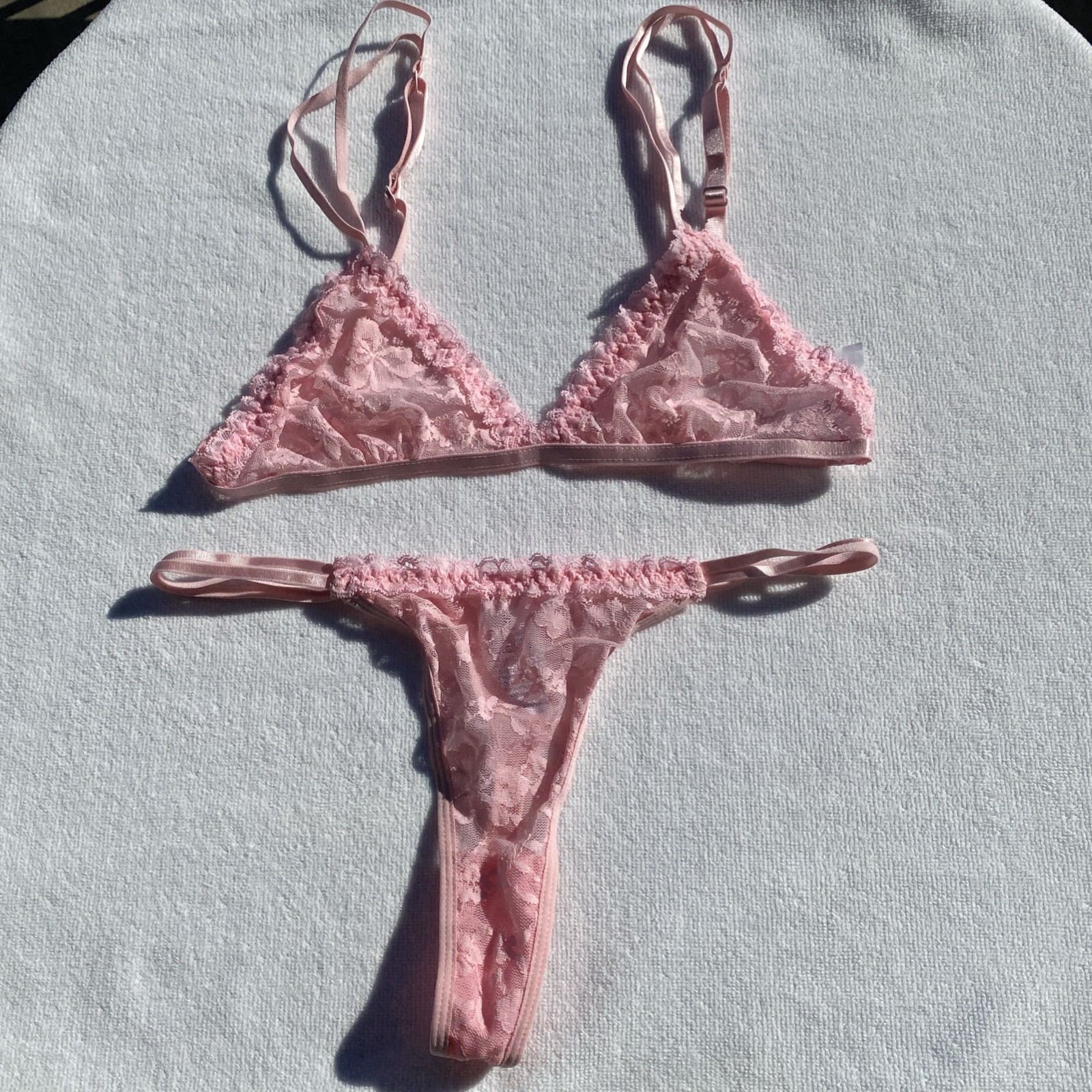 Small Pink Stretch Lace Bra & Panty Set