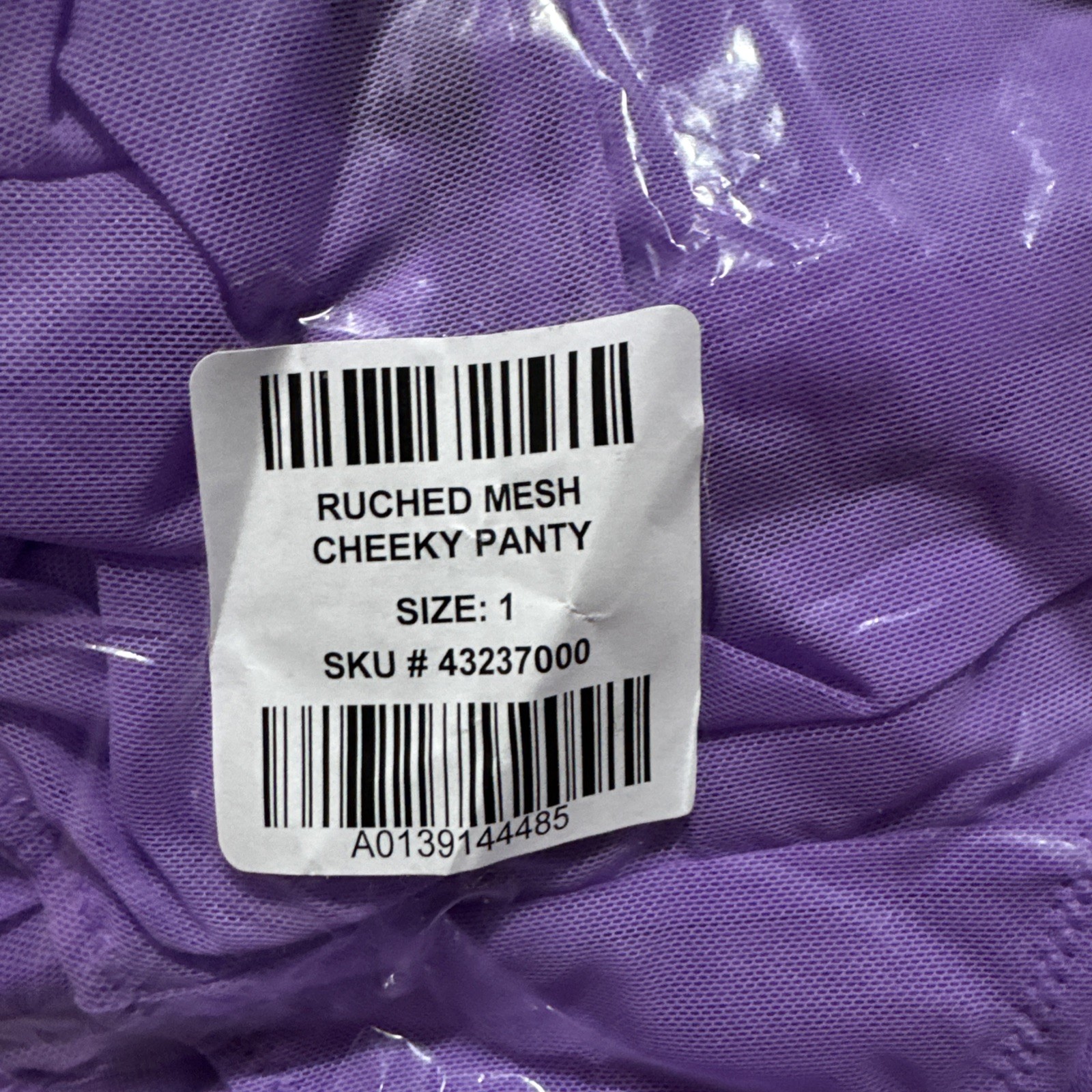 Torrid Purple Lavender Ruched Bow Sheer Mesh Cheeky Panty Plus Size 1 1X 14/16