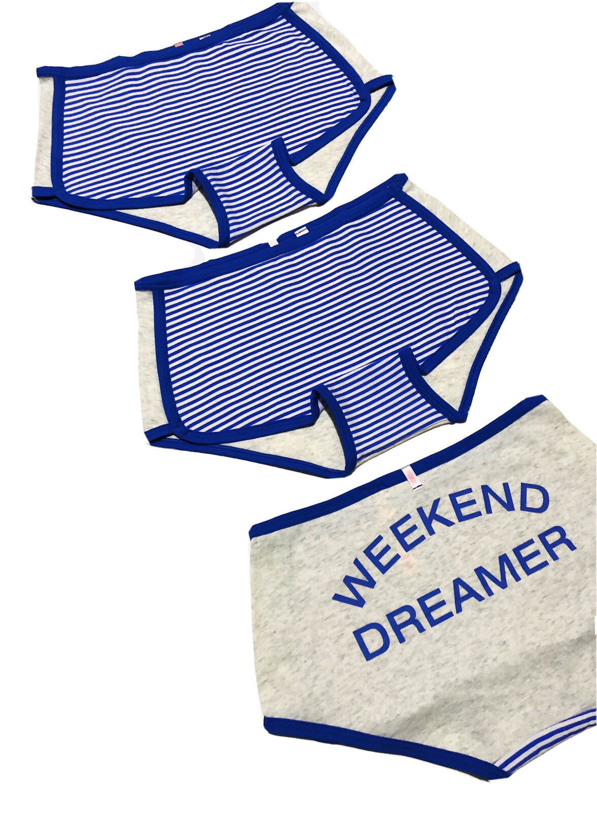 Pink Victoria Secret Boy short Boxer Weekend Dreamer In Lilac & grey 3 x Pack