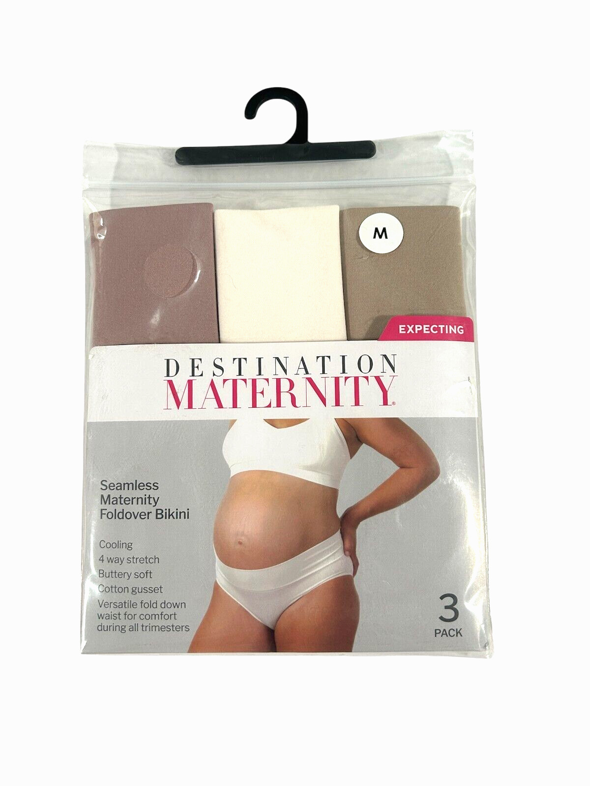 Destination Maternity Women’s Seamless Foldover Bikini Panties -3 Pack- Size M
