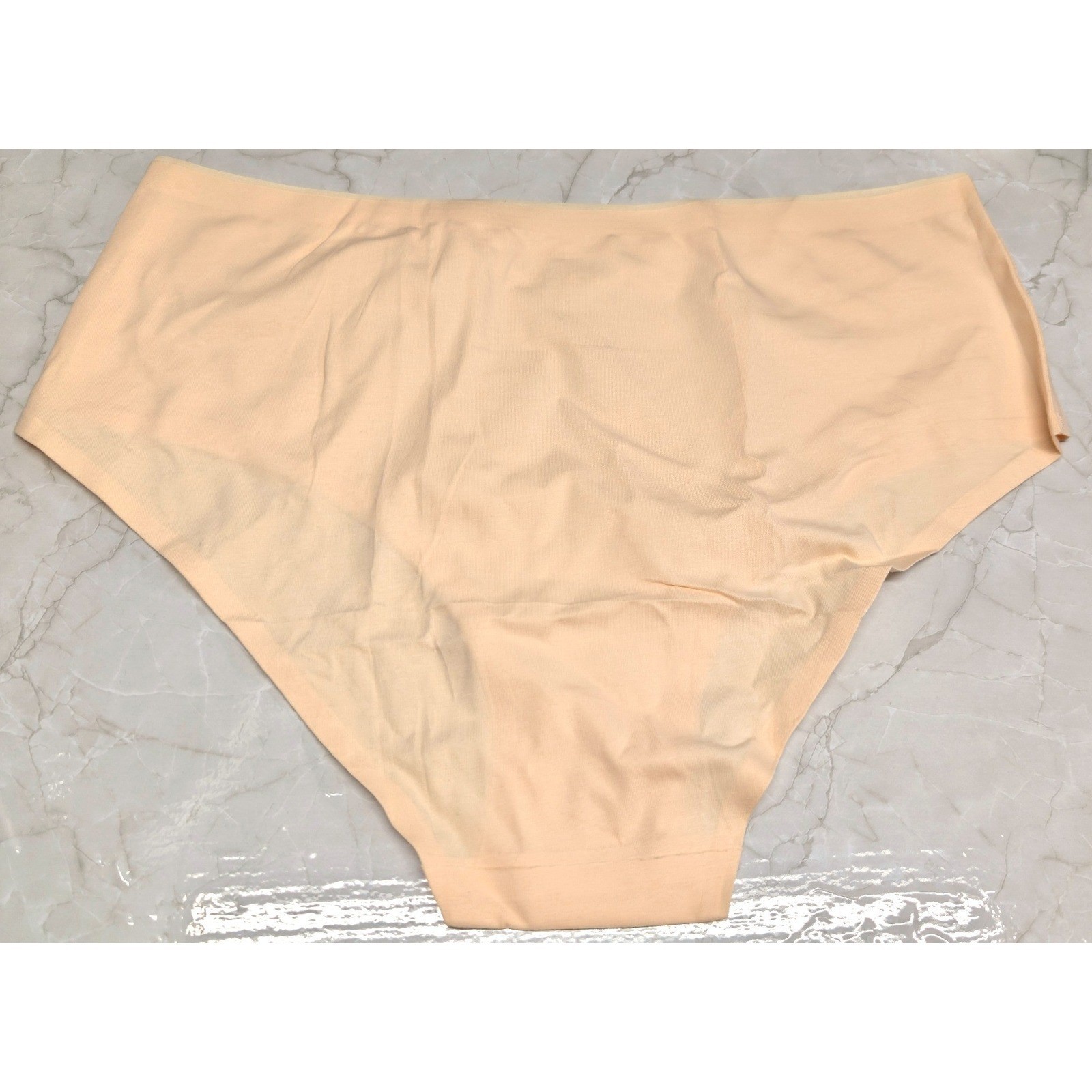 New Seamless Cotton Blend Brief Panties Womens Plus Size XL Peach Nude Laser Cut