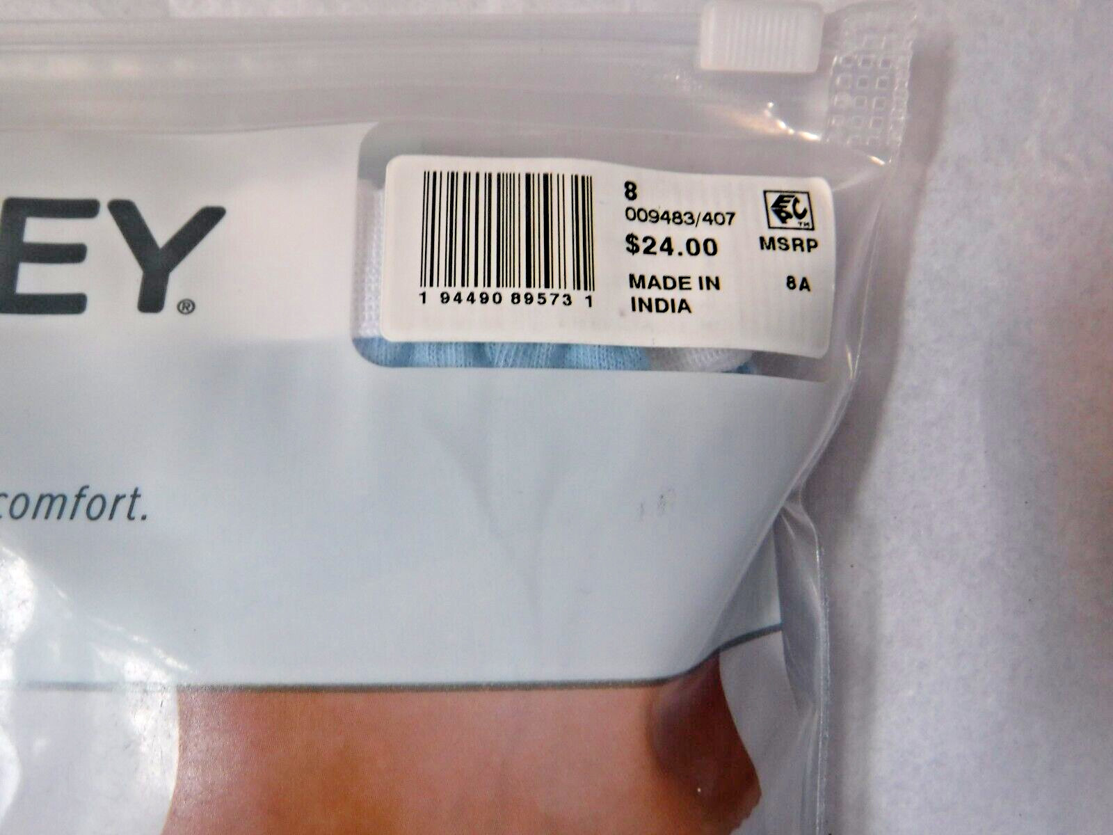 Jockey Classics 3 Briefs white elastic waistband size 8 blue stardust mix