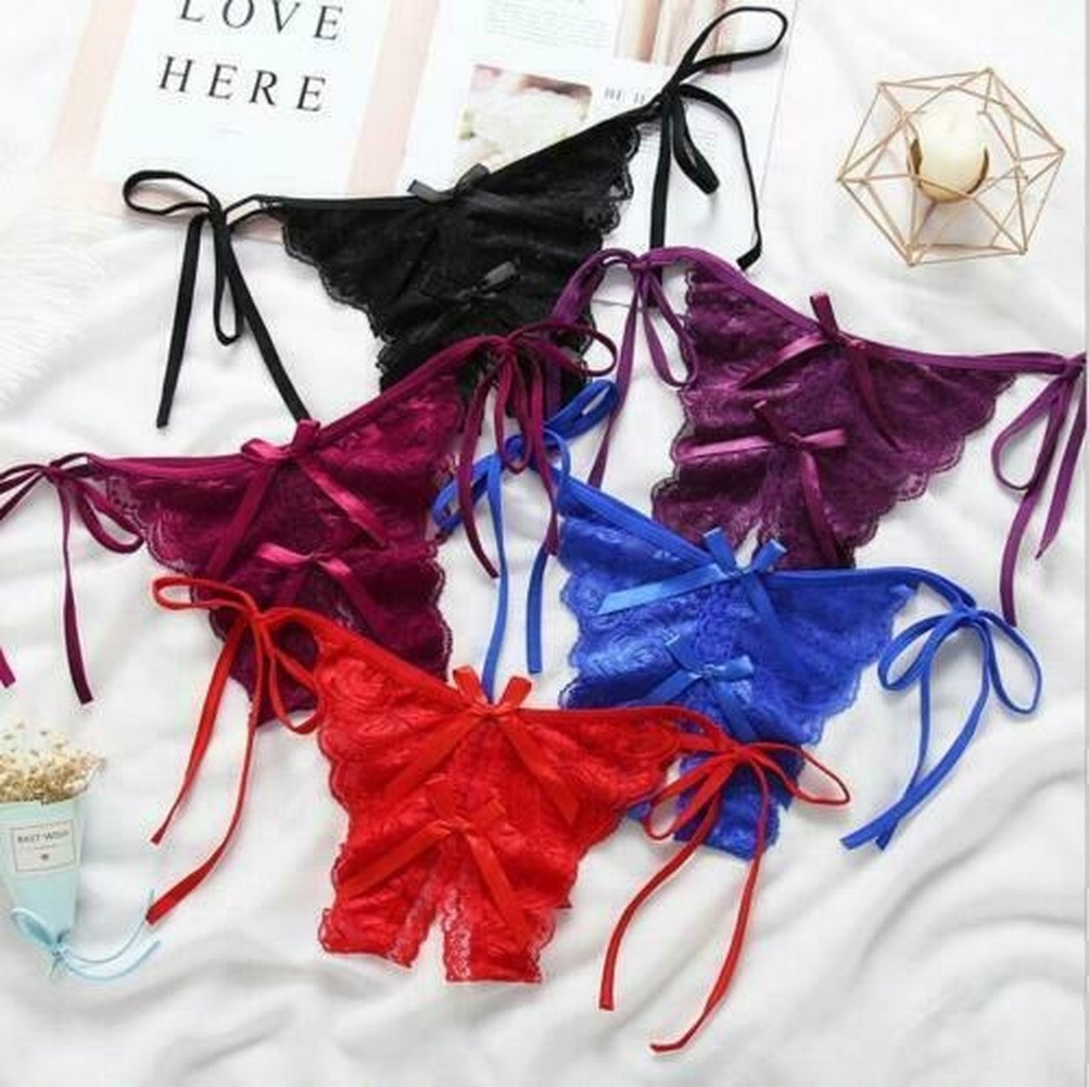 Mid Waist Women Briefs Open Crotch Underwear Panties Pure Cotton Lady G-String
