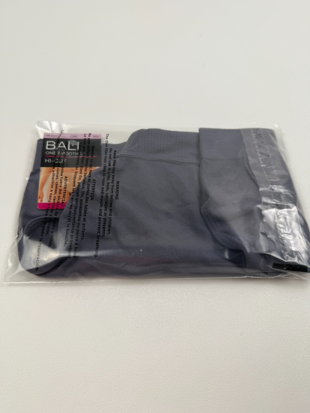 Bali One Smooth U High Waist Cut Brief Panties Gary Size M/6 NWT