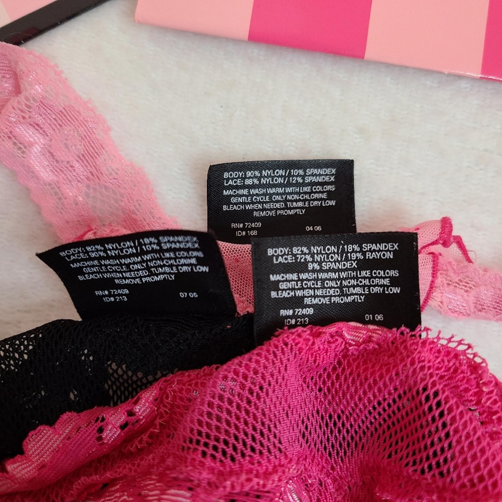 VTG VS Sexy Little Things 3pk Sexy Lace Thong Panties Size M Black Pink