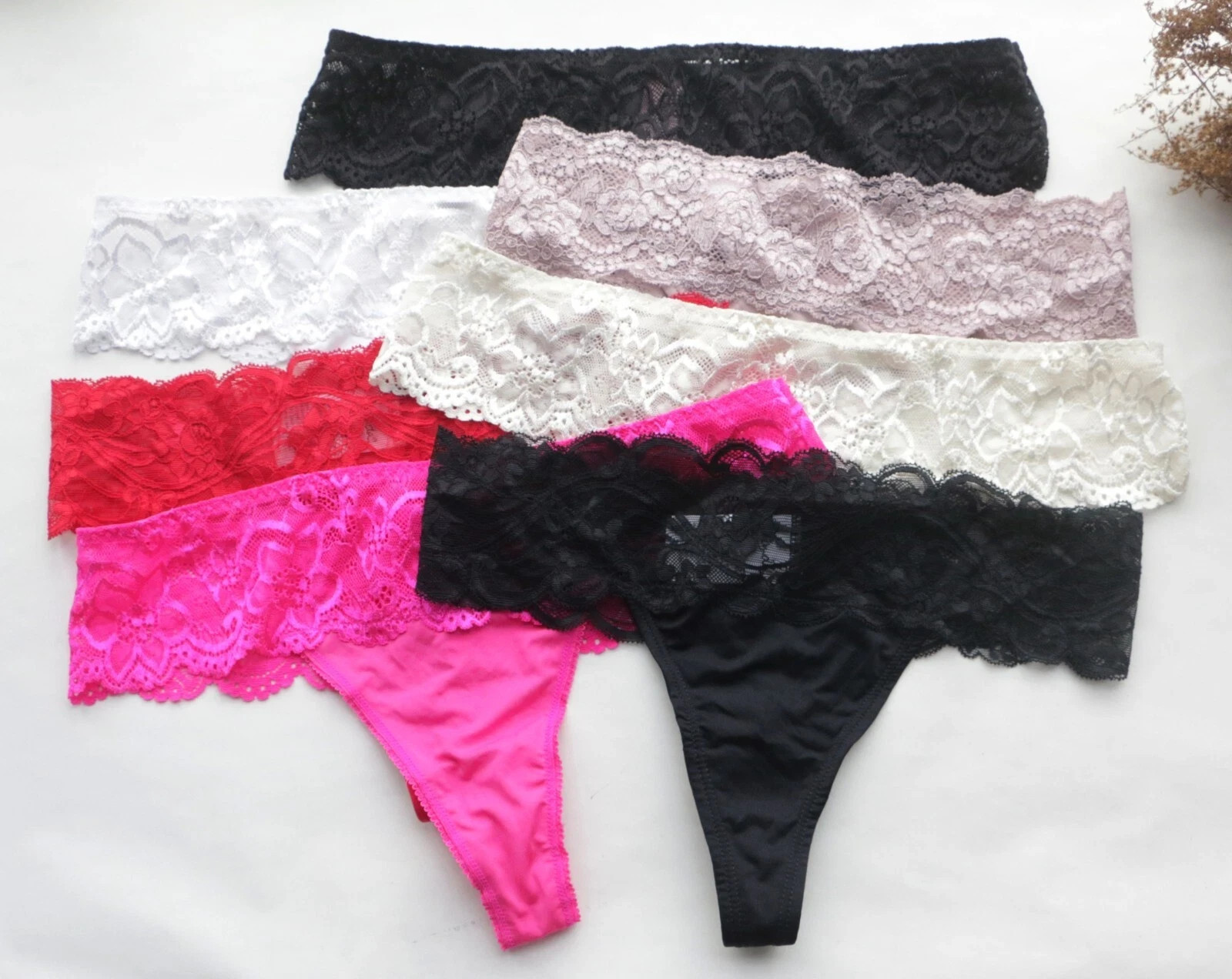 3PCS Women Sexy Thong Floral Mesh&Smooth Underwear G-string Knickers panties S-M