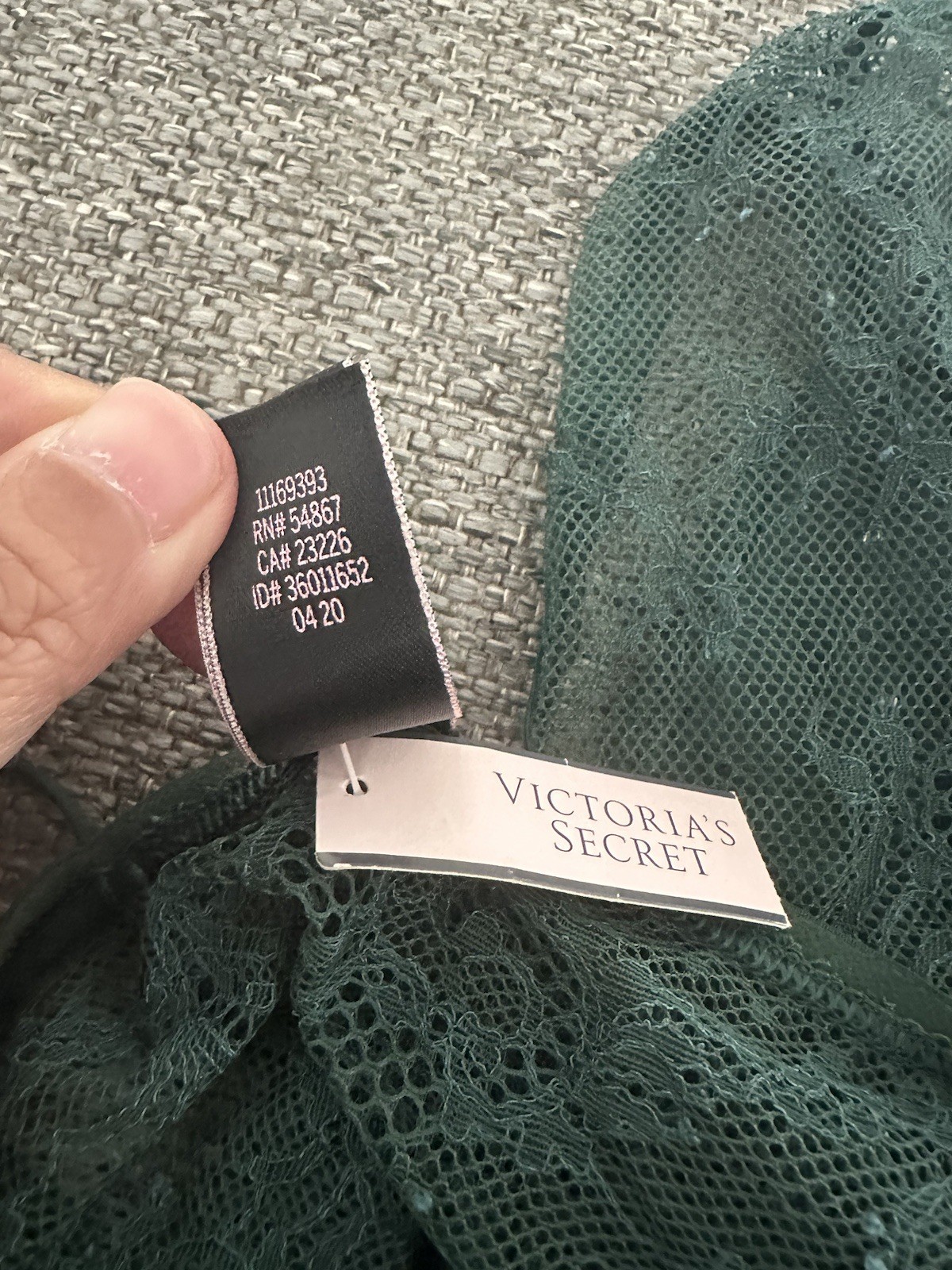 Victoria’s Secret Dark Green Lace Cheeky Panty Size XL NWT