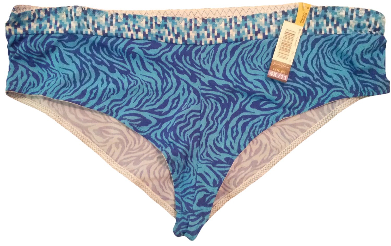 Boyleg Panties Blue Zebra Animal and Geometric Print Size 3X(10)-4X(11) Sexy NWT