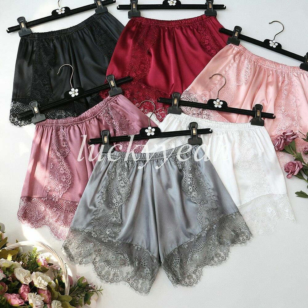 HOT Ladies Satin French Knickers Trim Liner Shorts Sleepwear Nightwear Pantie NE