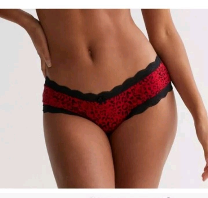 NEW LOOK 3 Pack Black and Red Leopard Print Briefs BRAND NEW SIZE M/6 SAMPLE L1