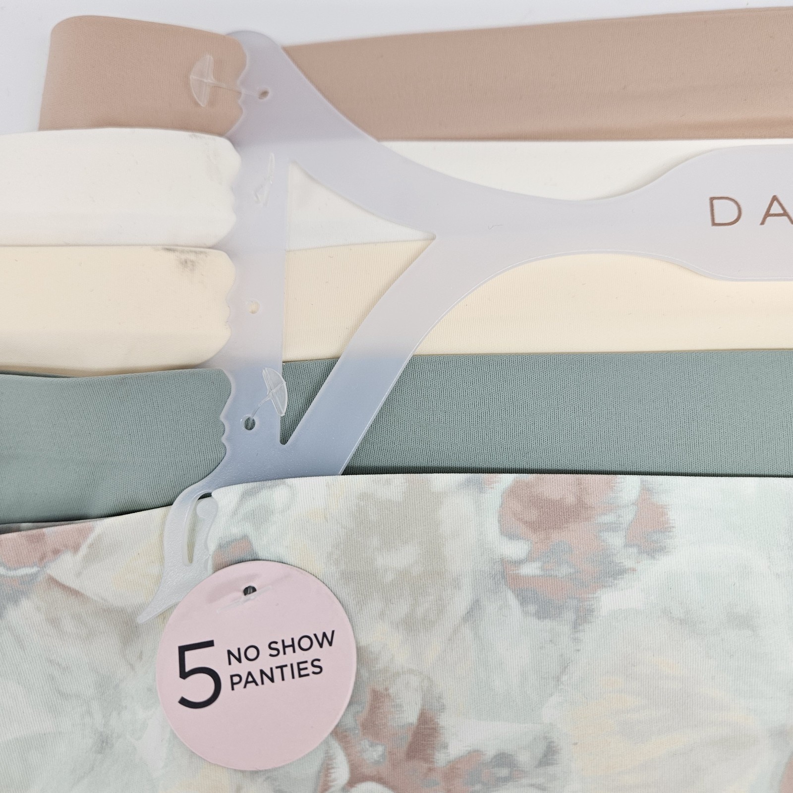 DANSKIN 5 Pack Women’s Medium Logo No Show Microfiber Panties Beige Cream Green