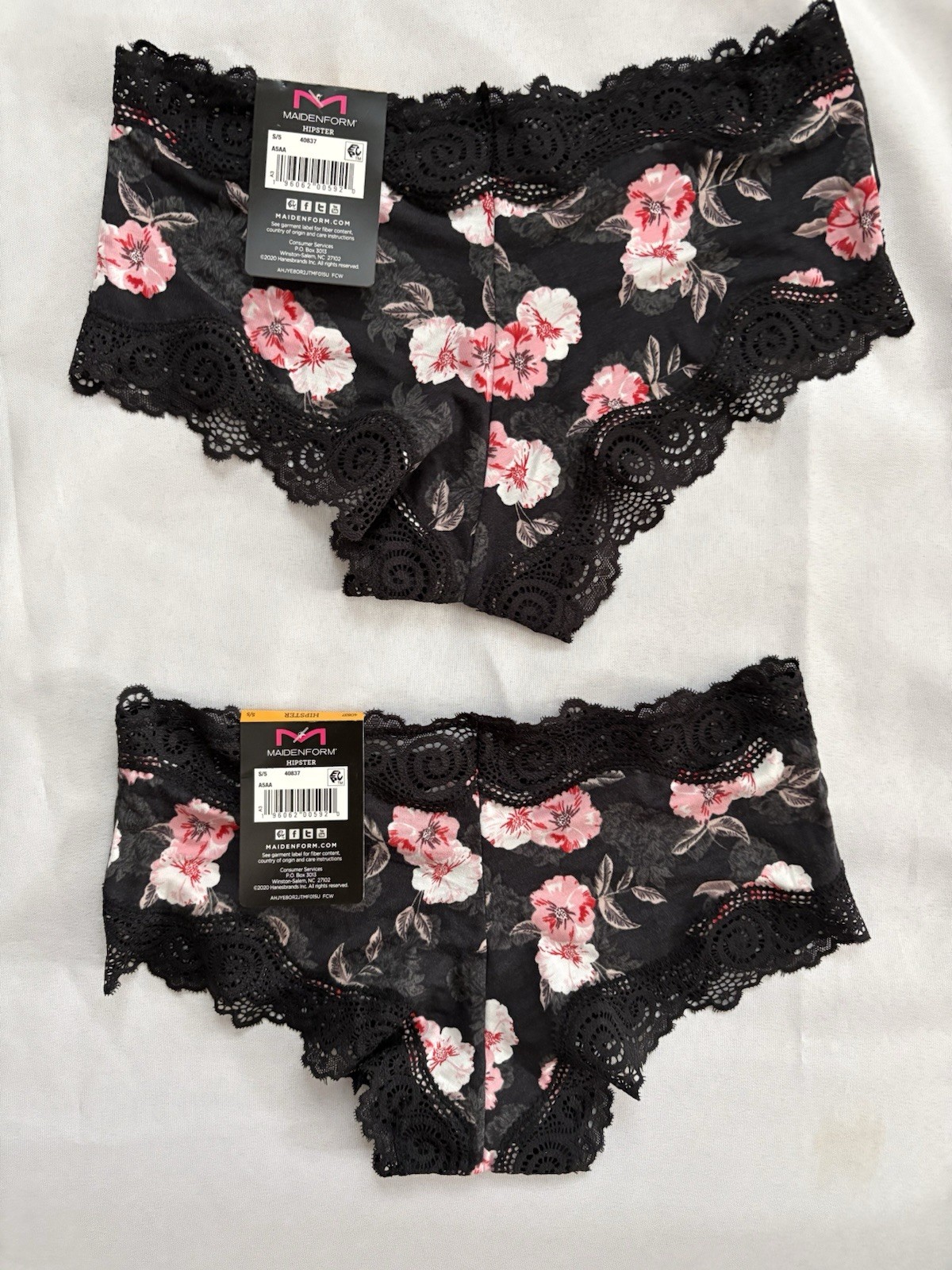 NEW Maidenform Hipster Panties Lace 40837 Maidenform Black 2 Pair Size Small