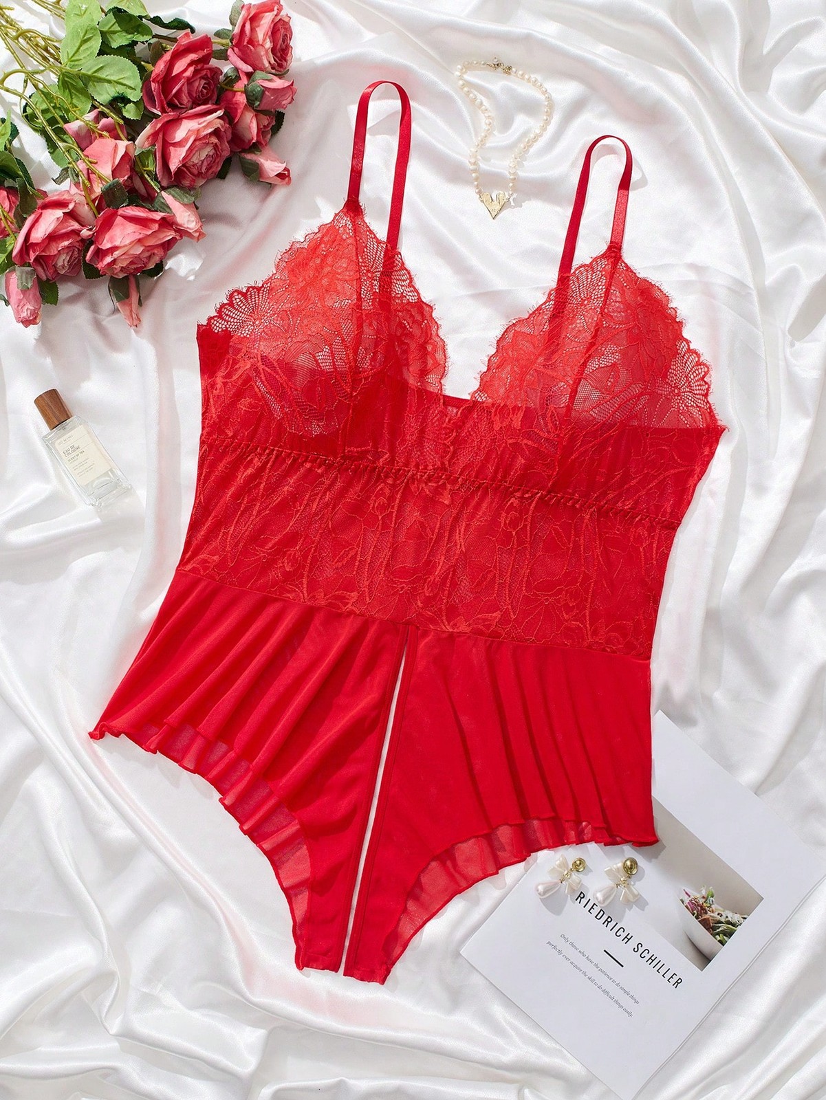 Ladies Plus Size Lace Patchwork Sexy Lingerie Bodysuit Cheap24