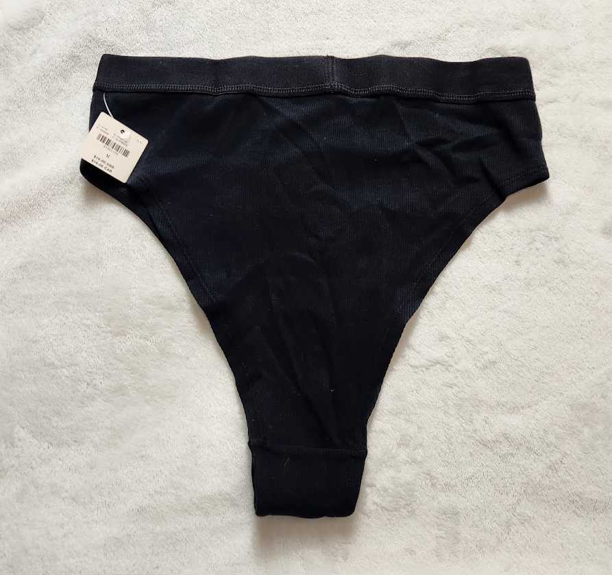 New women’s S M By Anthropologie ribbed cotton bikini panty Black