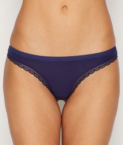 NWT OnGossamer G216 “Cabana Cotton” Low Rise Cotton / Modal Thong, Navy Blue, S