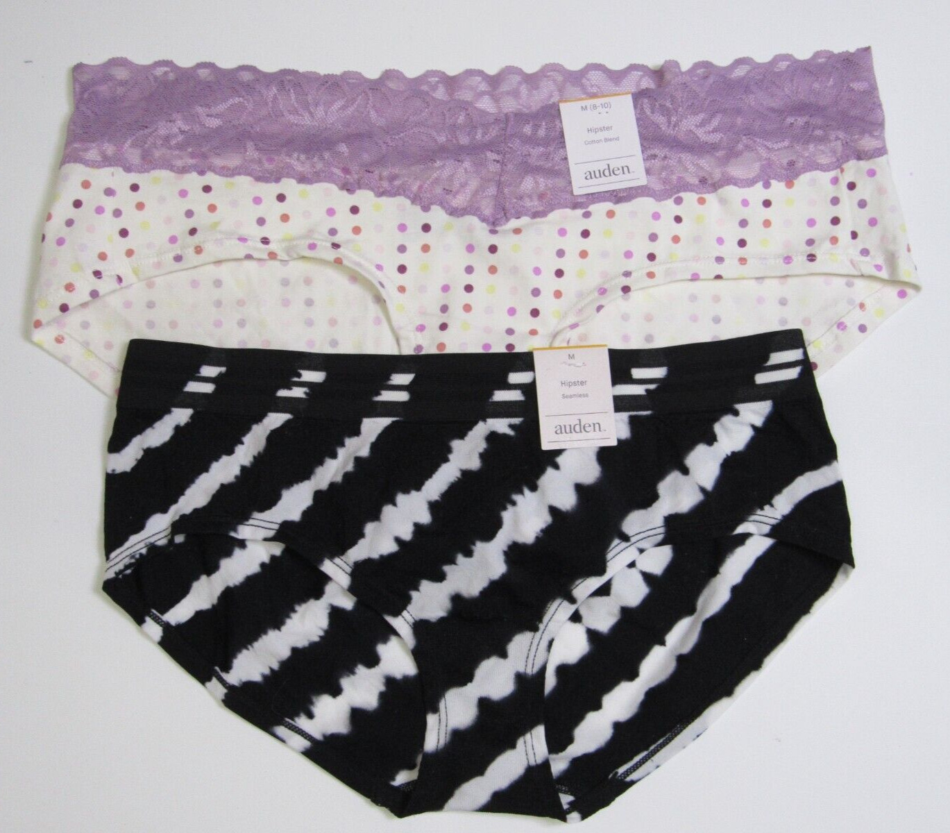 Auden Women’s Variety Hipster 2 Pack Panties Size Medium 8-10