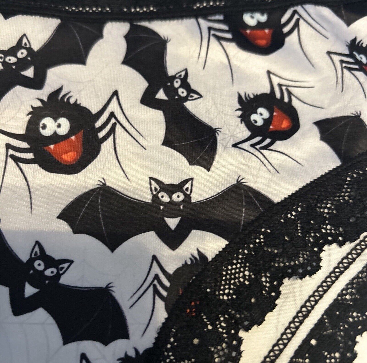 Morvia 3pk lace trim Skater goth Skater Emo panties L Skulls Spiders, Web & Bats